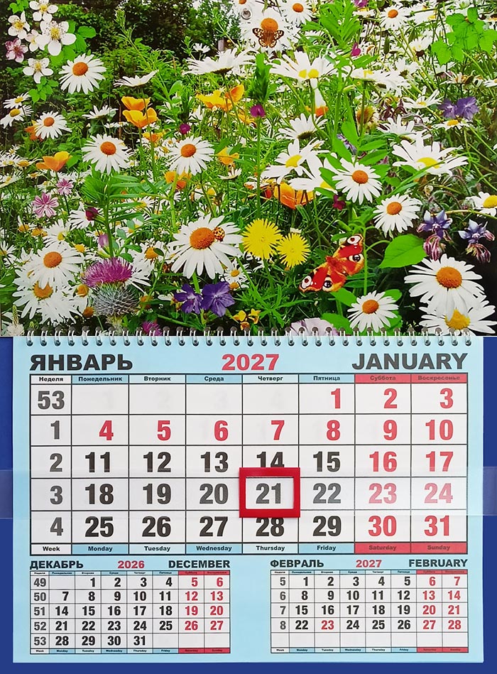 Календарь шорт Цветочная поляна