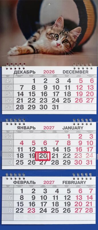 Календарь трио малый Животные"Котёнок"