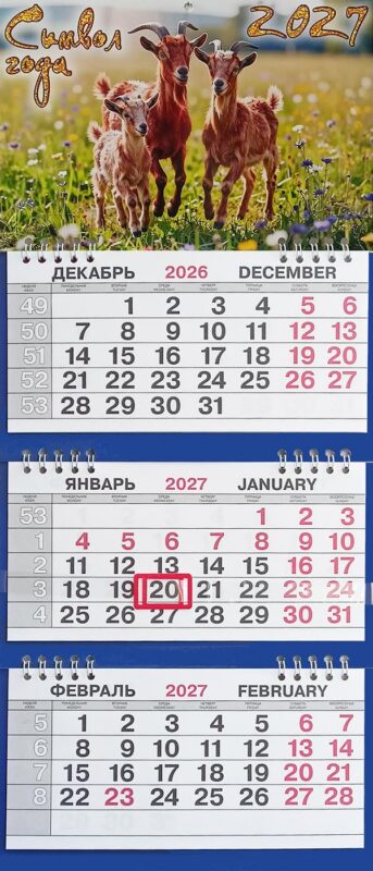 Календарь трио малый СГ Семейка