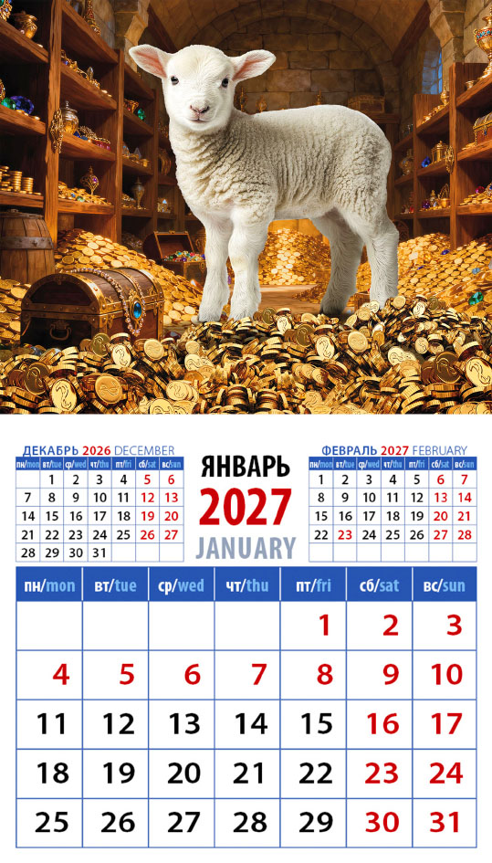 Календарь на магните № 25 Год овцы - год удачи