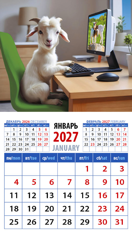 Календарь на магните № 26 Год козы. Веселый айтишник