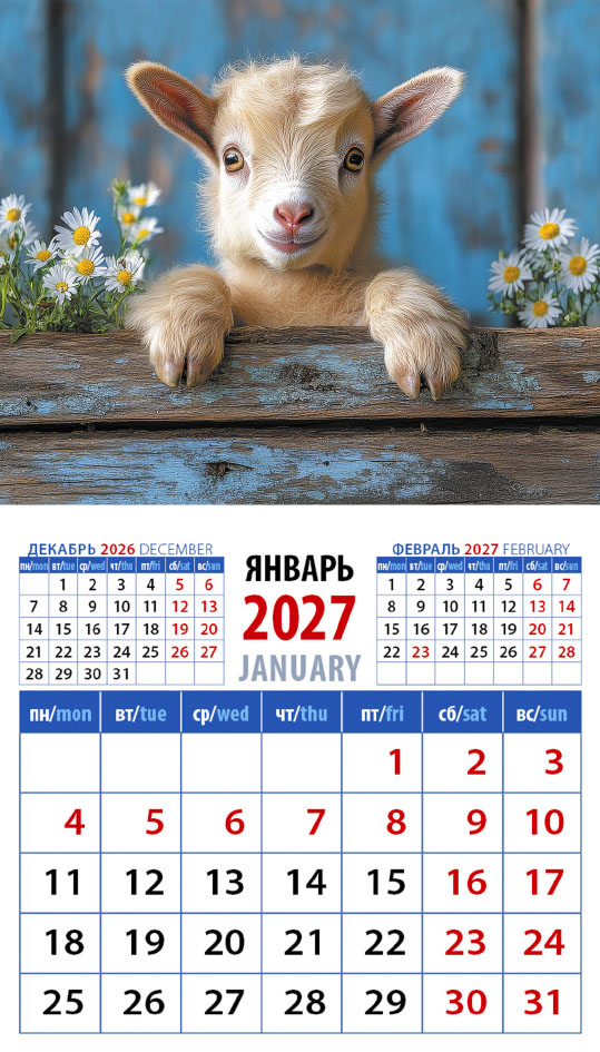 Календарь на магните № 33 Год козы. Обаятельный малыш