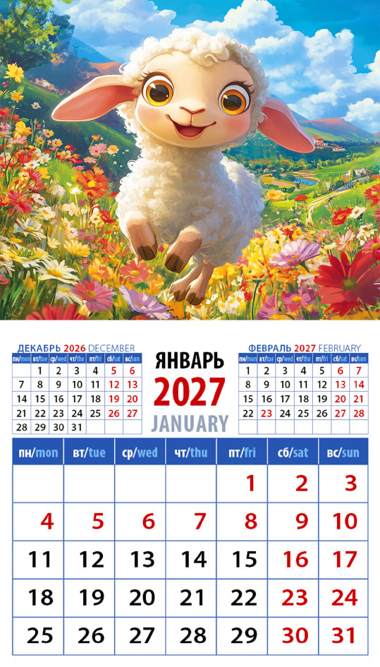 Календарь на магните № 40 Год овцы. Чудесный малыш