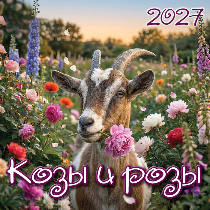 Календарь на скрепке 23х23 Козы и розы