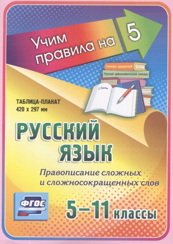 Русский язык. Правописание сложных и сложносокращенных слов. 5-11 классы. Таблица-плакат