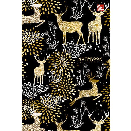 Тетрадь, 100л. А6 клетка Эксмо Орнамент. Золотые олени твердая обложка