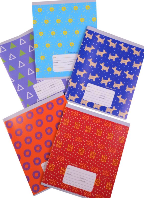 Тетрадь в клетку Unnika, "Веселый орнамент", 12 листов, в ассортименте