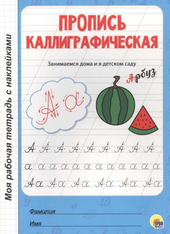 МОЯ РАБОЧАЯ ТЕТРАДЬ с наклейками. ПРОПИСЬ КАЛЛИГРАФИЧЕСКАЯ
