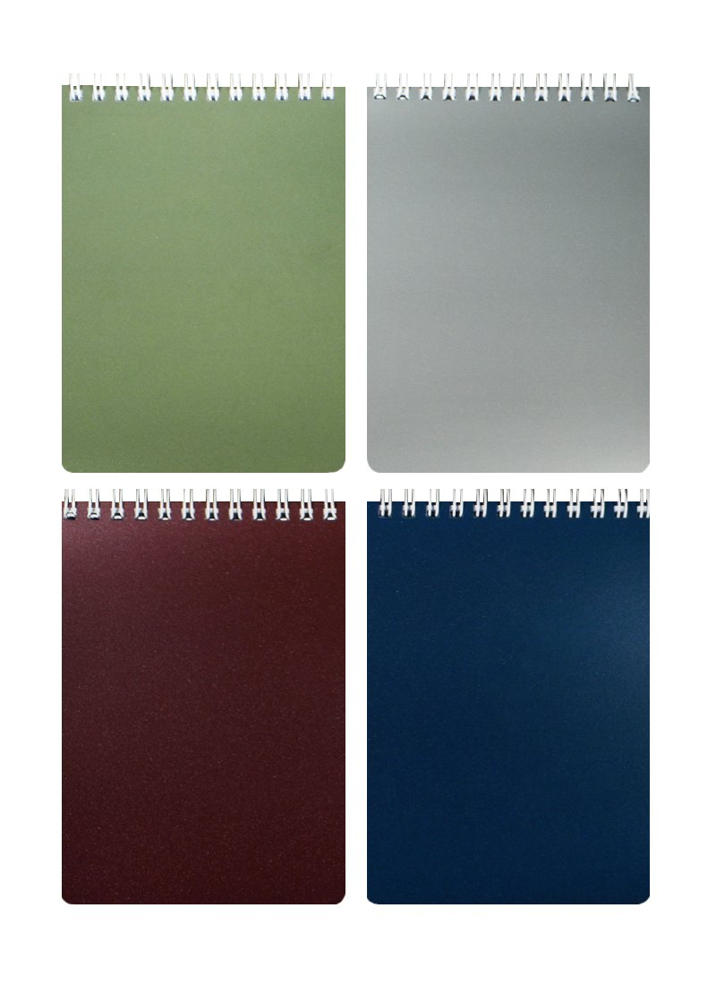 Блокнот А6 80л кл. "METALLIC" пласт.обл, спираль, ассорти, Hatber