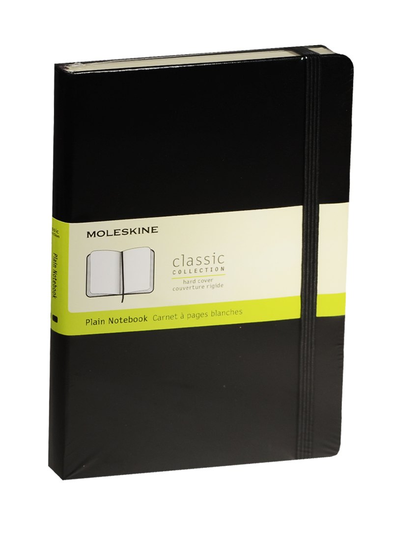 Книга для записей А5, 120 листов, нелинованная "Classic Large", черная, жесткая обложка, резинка, Moleskine