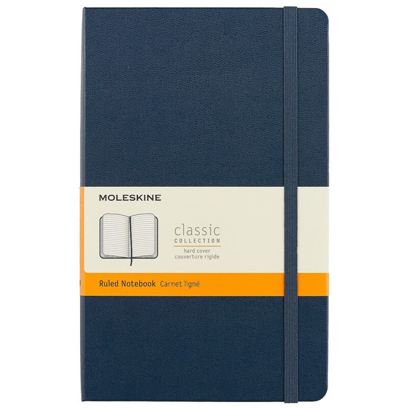 Книга для записей Moleskin Classic Large, твёрдая обложка, синяя, 120 листов, А5