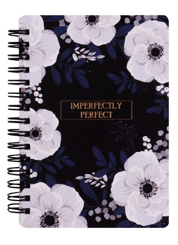 Блокнот А6 120л кл. "Bloom" белый, карт.обл., тиснение фольгой, бок.спираль