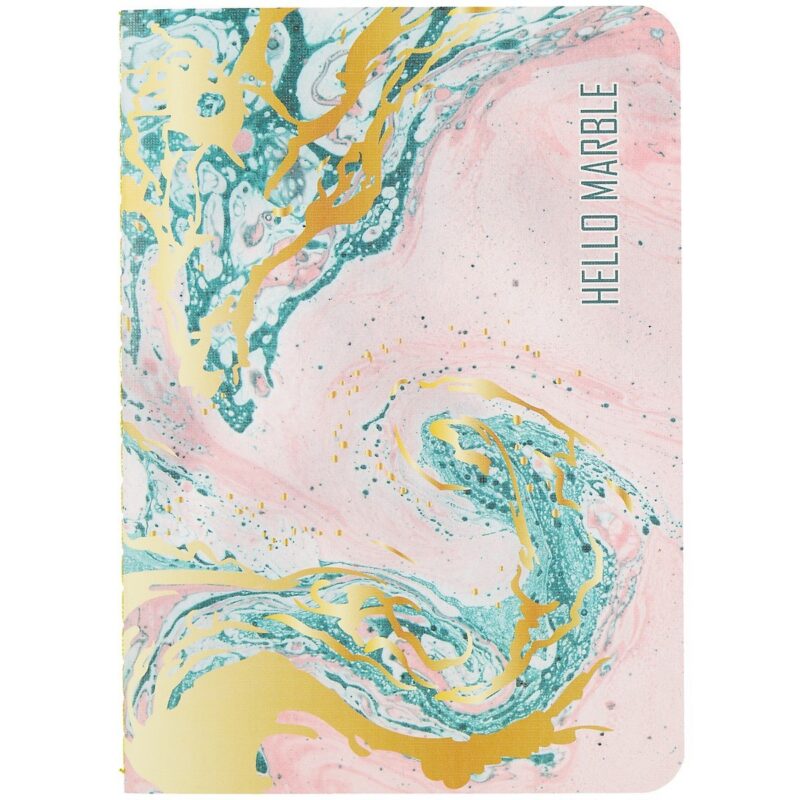 Записная книжка А6 32л кл. "Розово-зеленый мрамор", тонир. внутр. блок, сшивка