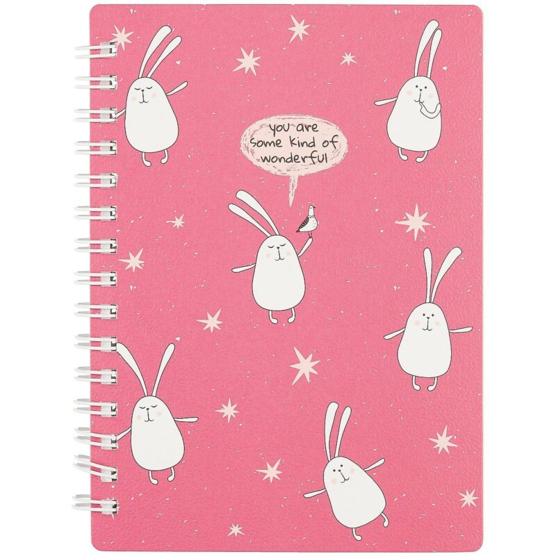 Записная книжка А6 80л кл. "Bunny", малиновый, мягк.переплет, ламинация, спираль