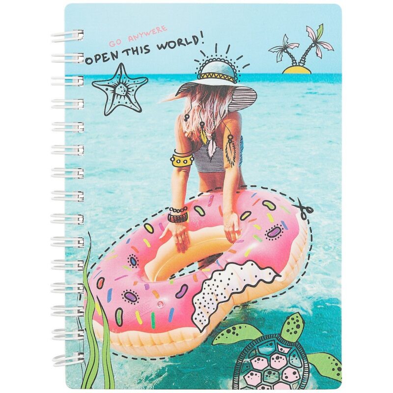 Записная книжка А6 80л кл. "Discovery", пляж, мягк.переплет, ламинация, спираль