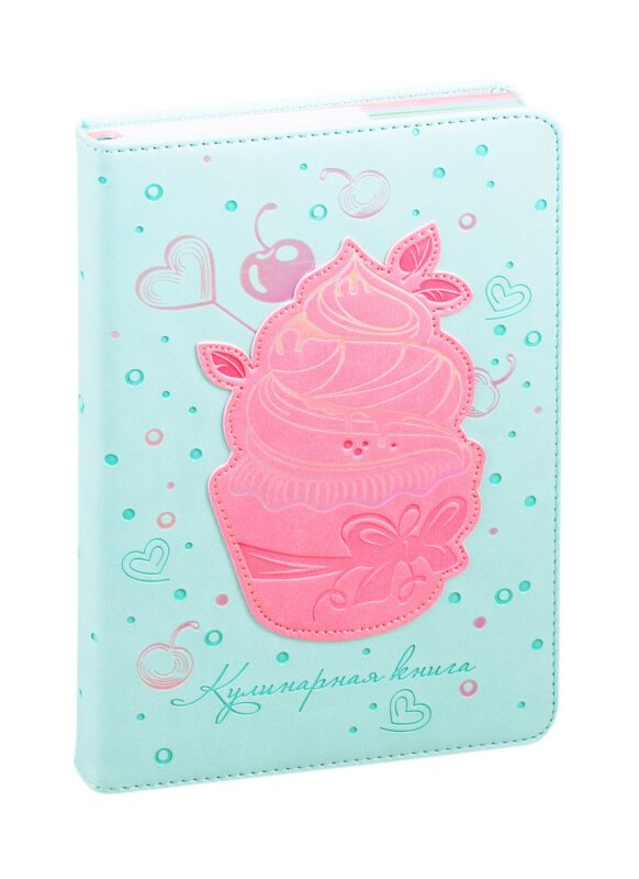 Книга для записи кул.рецептов А5 144л "КАПКЕЙК" тв.переплет, поролон, полноцв.печать, 2 ляссе, инд.уп.