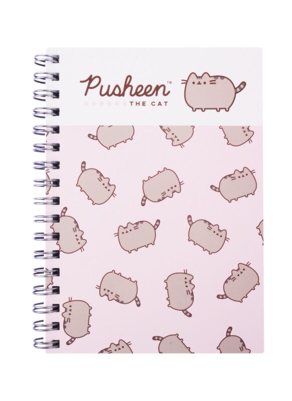 Записная книжка А6 80л кл. "Pusheen" карт.обл., спираль, выб.УФ-лак, ассорти