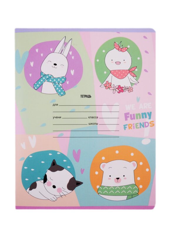 Тетрадь в крупную клетку BG, Funny friends, 12 листов, в ассортименте