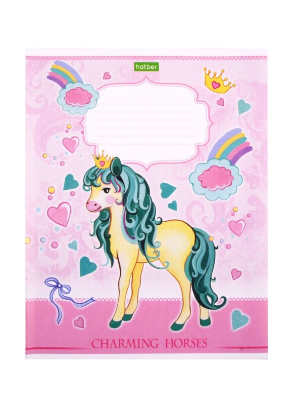 Тетрадь в клетку Hatber, "Лошадки", 12 листов, в ассортименте