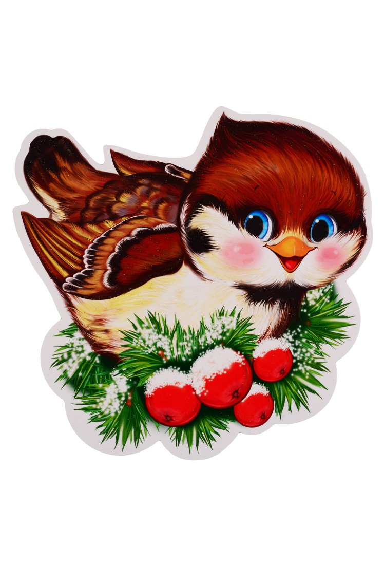 Мини-плакат вырубной "Воробышек новогодний"