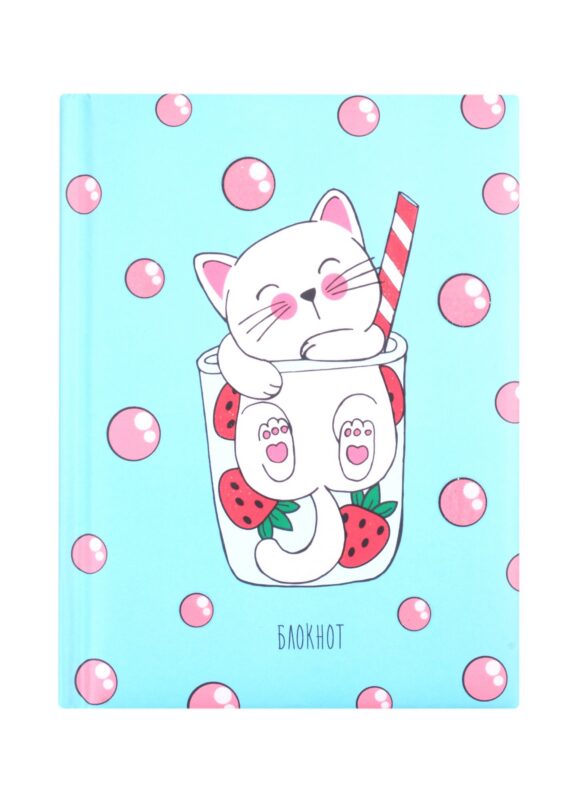Записная книжка А6 48л лин. "Сладкий котенок" 7БЦ с поролоном, мат.ламинация, выб.лак, блестки «Перламутр»