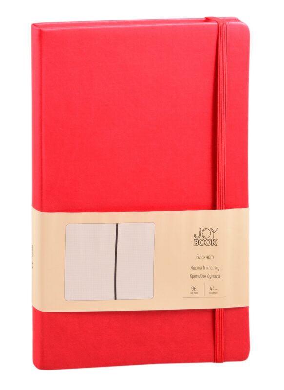Книга для записей В5 96л кл. "JOY BOOK" особый красный, иск.кожа, тонир.блок, ляссе, инд.уп.