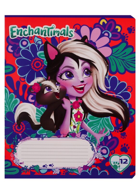 Тетрадь в клетку Enchantimals, 12 листов, в ассортименте