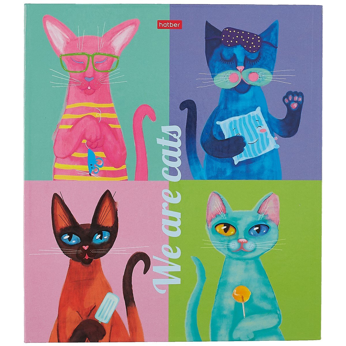 Папка-обложка для тетради со сменными блоками А5 "МЫ-кошки" 2 кольца, глянц.ламин., ассорти