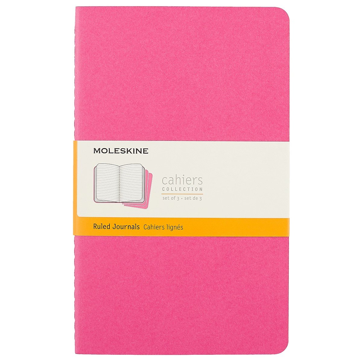 Записная книжка Moleskin Cahier Journal Large, 3 штуки, розовый нео, 40 листов, А5