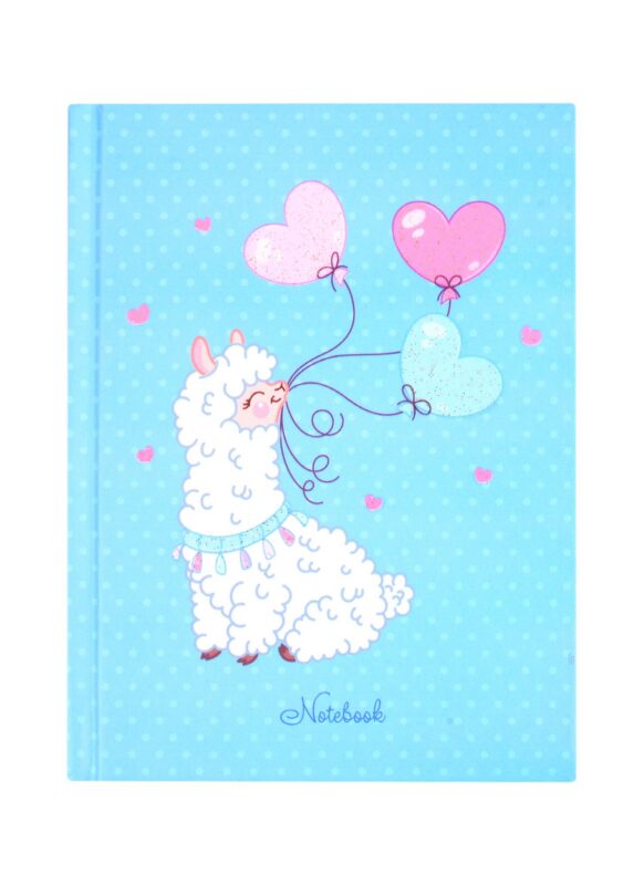 Записная книжка А6 64л кл. "Праздник ламы" 7БЦ, мат.ламинация, выб.лак., блестки «Золото»