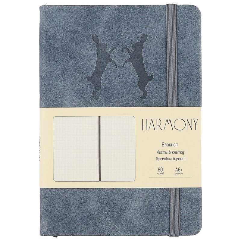 Записная книжка А6+ 80л "Harmony. Серый" иск.кожа, тв.переплет, термотиснение, ляссе, резинка, инд.уп.
