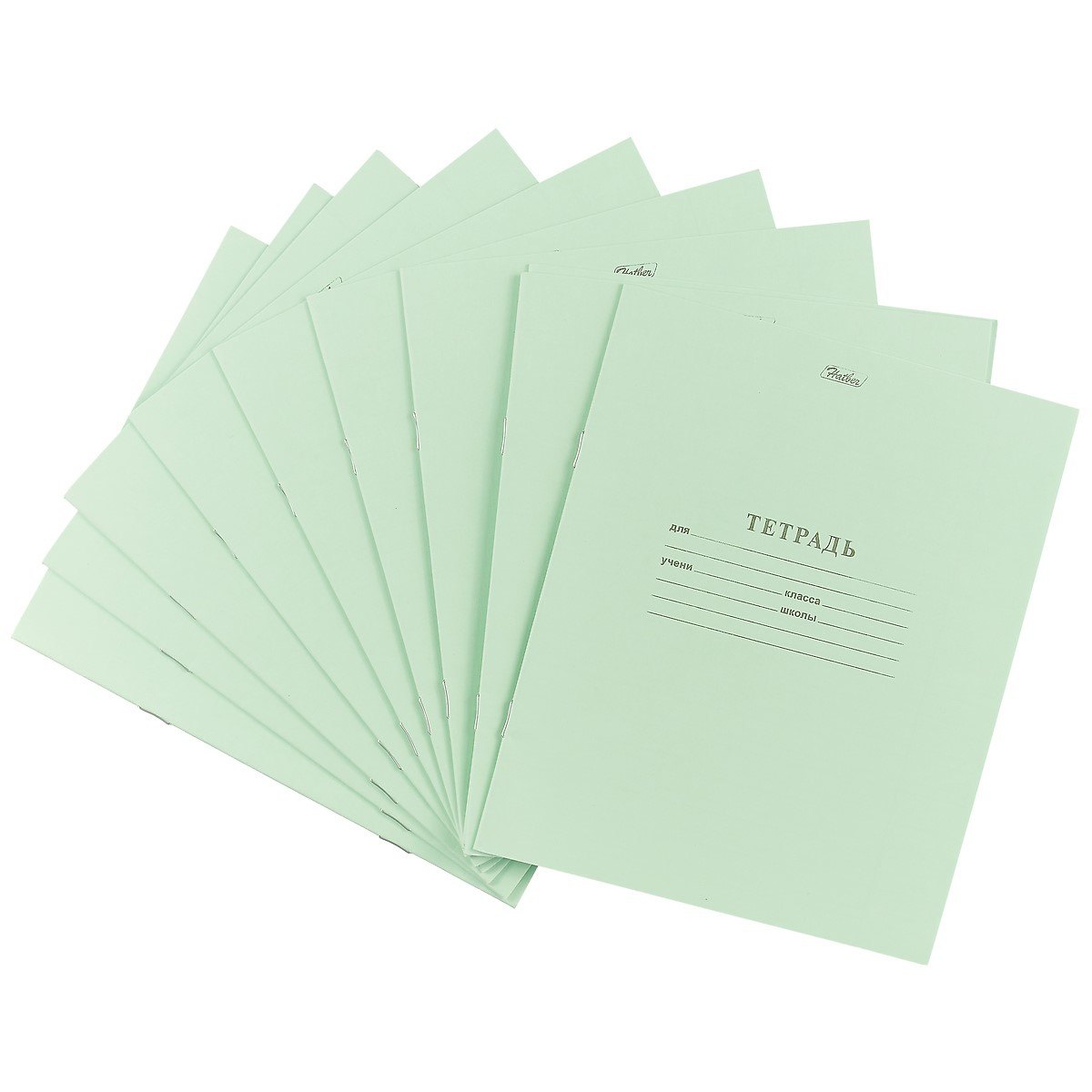 Тетради в клетку Hatber, 12 листов, зеленые, 10 штук