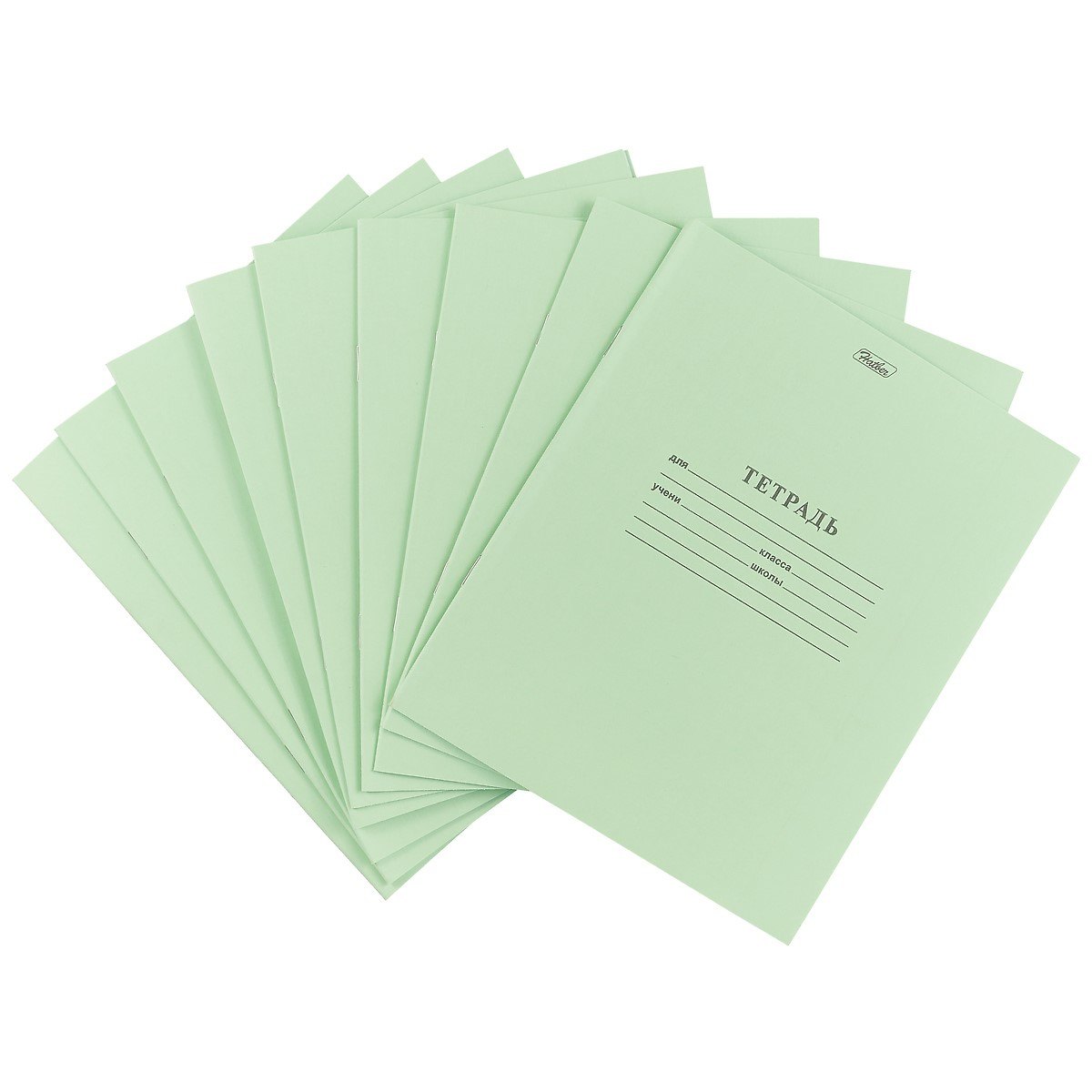 Тетради в крупную клетку Hatber, 12 листов, зеленые, 10 штук