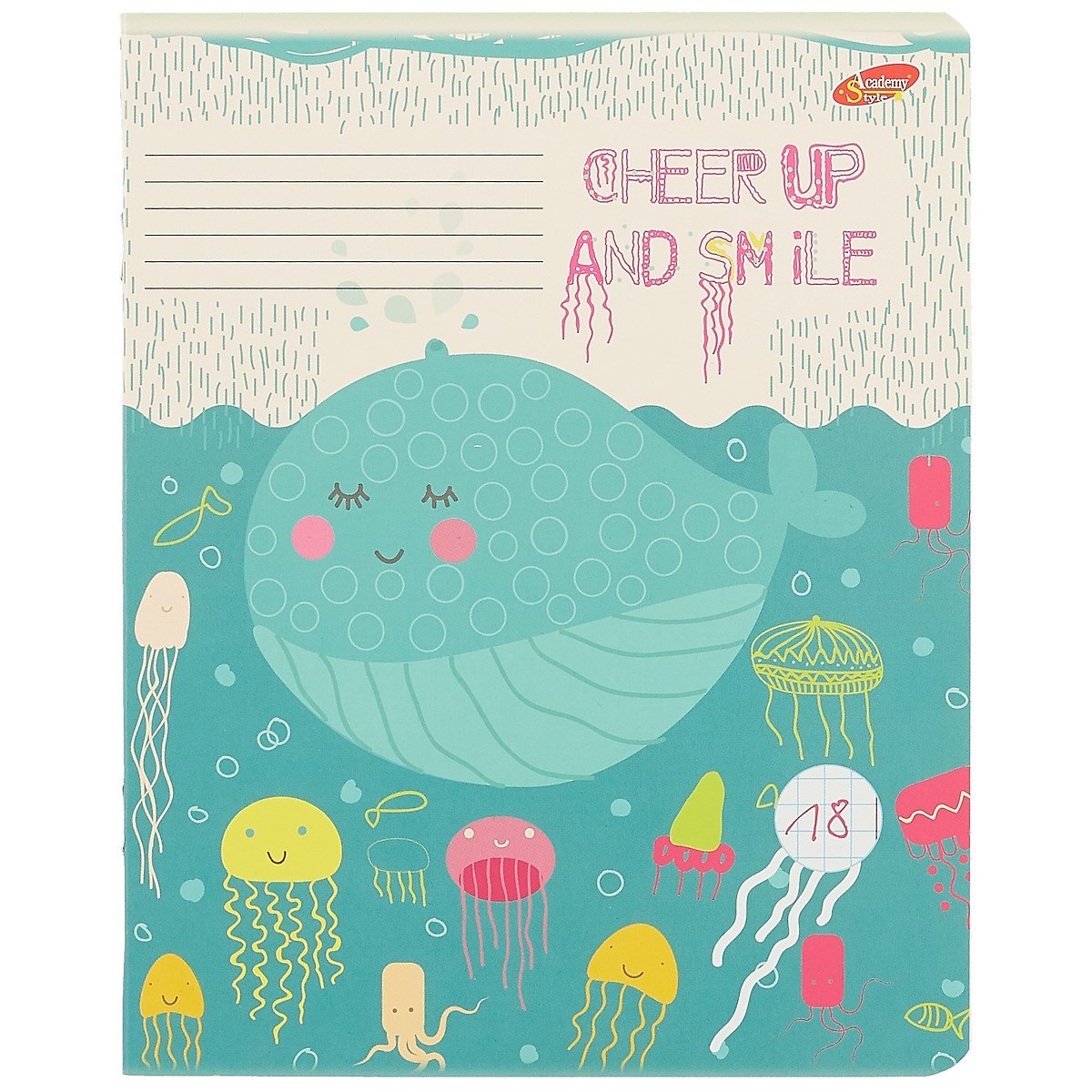 Тетрадь в клетку Academy Style, "Мультяшки (животные)", 18 листов, в ассортименте