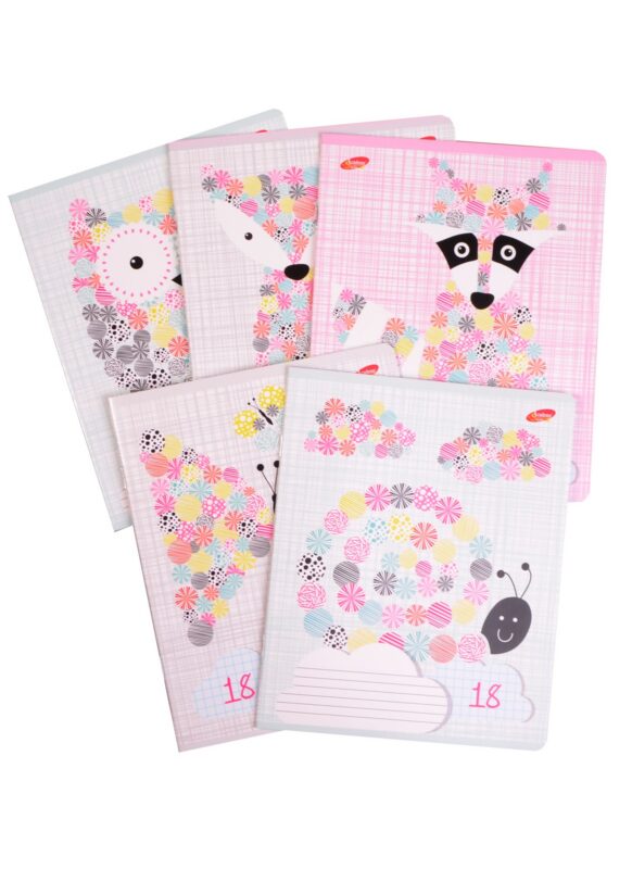 Тетрадь в клетку Academy Style, "Животные из кружочков", 18 листов, в ассортименте