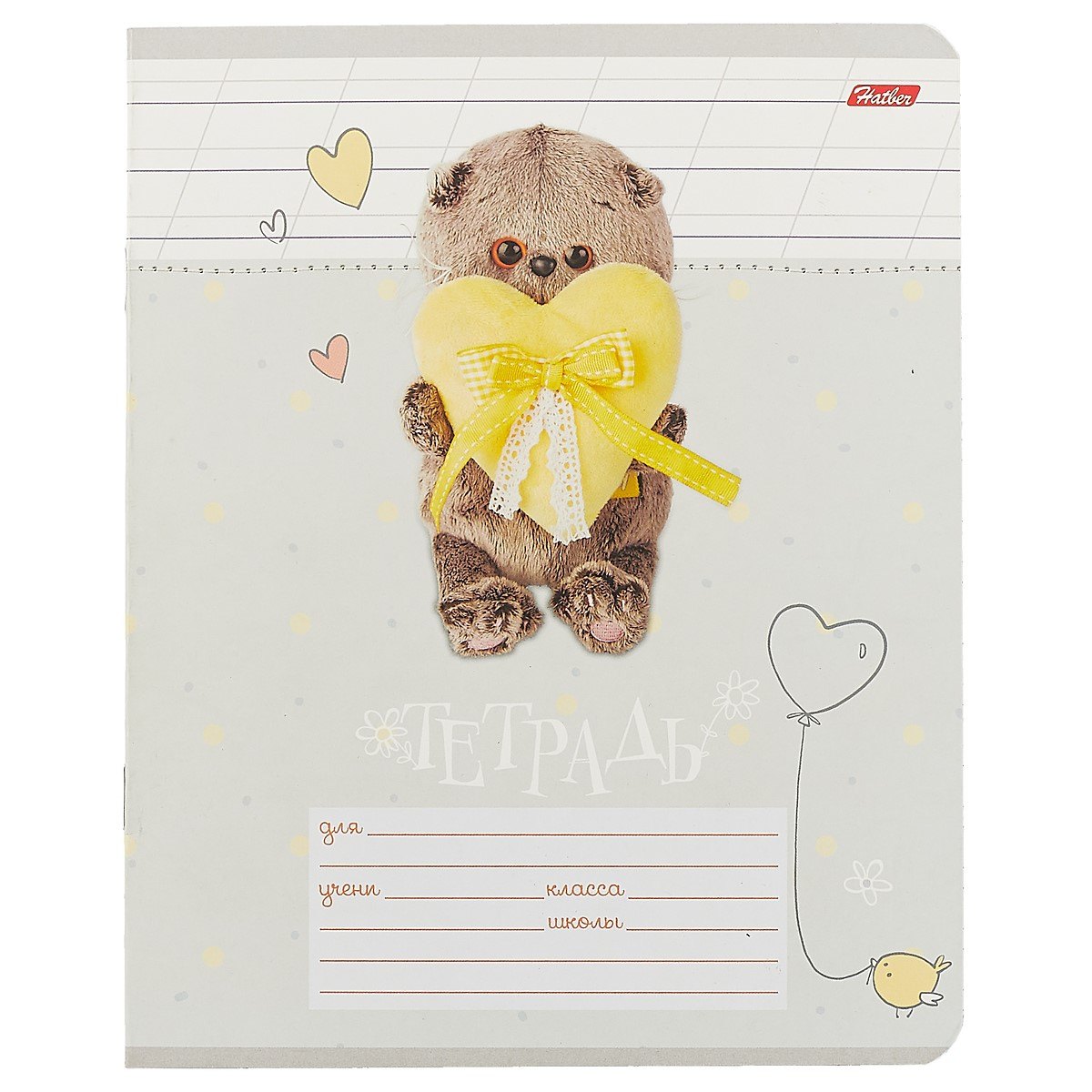 Тетрадь в косую линейку Hatber, "Кот Басик", 12 листов, в ассортименте
