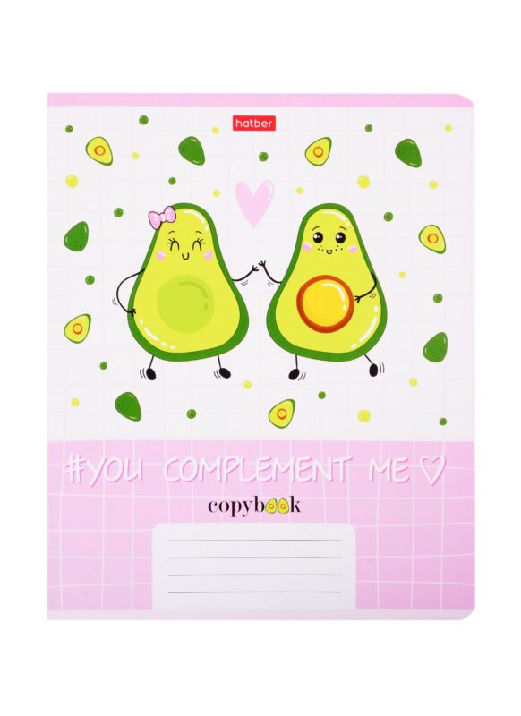 Тетрадь в клетку Hatber, "Веселые Авокадики", 12 листов, в ассортименте