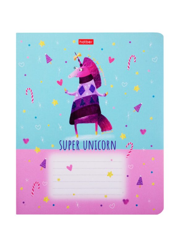 Тетрадь в клетку Hatber, "Волшебный единорог", 12 листов, в ассортименте