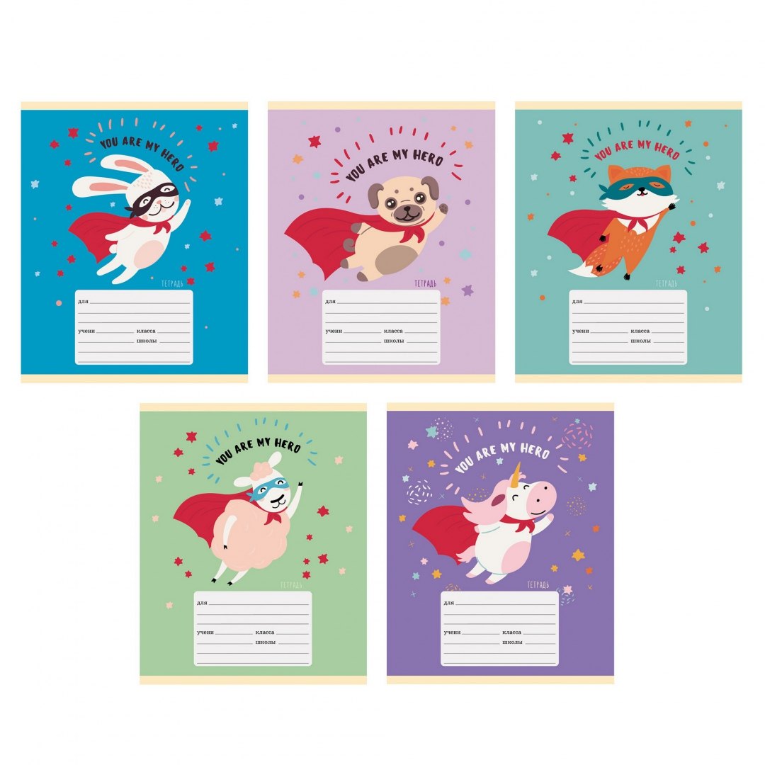 Тетрадь в линейку Listoff, "Супергерои", 12 листов, в ассортименте