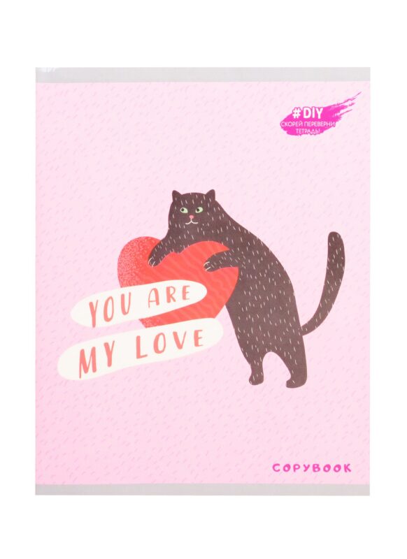 Тетрадь в клетку Listoff, "DIY Collection. Игривый кот", 96 листов, в ассортименте