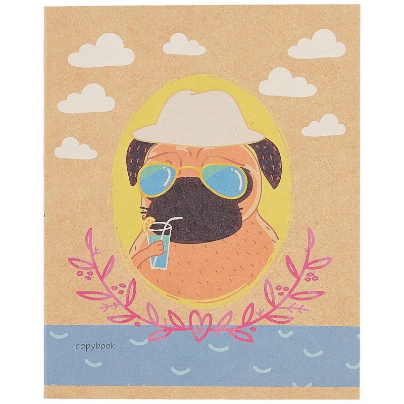 Тетрадь в клетку Listoff, "Приключение мопса", 48 листов, в ассортименте