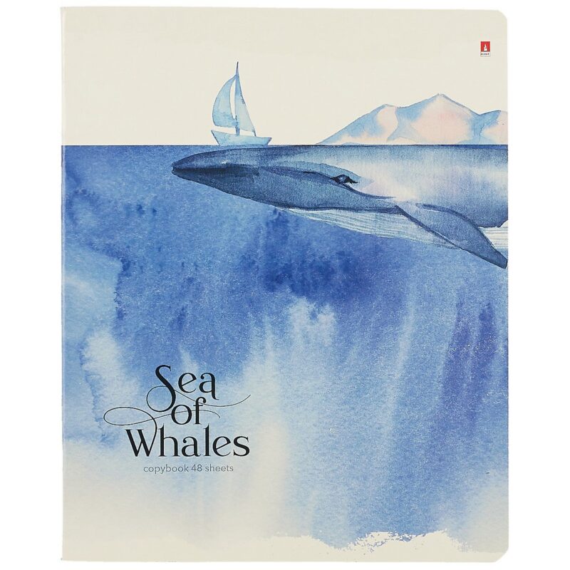 Тетрадь в клетку Альт, "Киты. Акварель", 48 листов, в ассортименте
