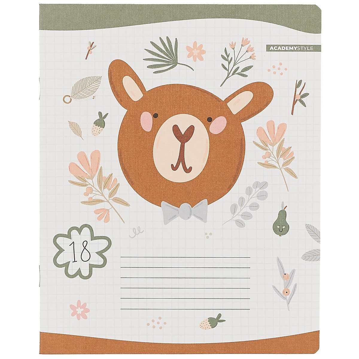 Тетрадь в клетку Academy Style, "Зверята Бохо", 18 листов, в ассортименте