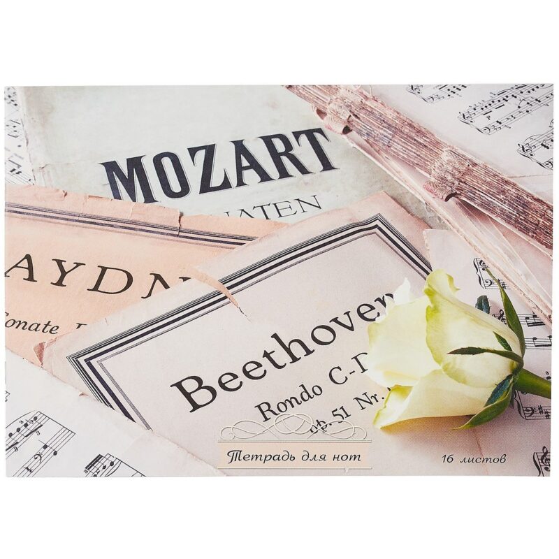 Тетрадь для нот Listoff, "Нежная классика", А4, 16 листов