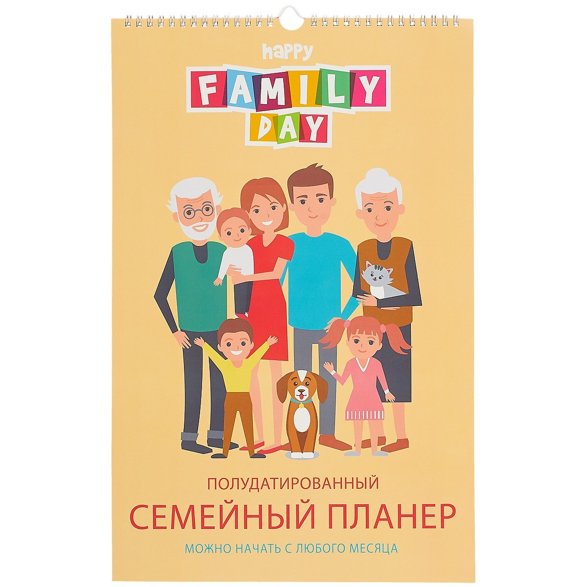 Планнер недат. 6л 280*435мм "Family time" евроспираль, мел.картон, мат.лам