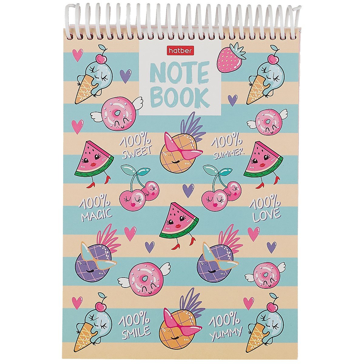 Блокнот А5 160л нелин. "Фруктис" трехцв.тонир.блок, пласт.спираль, мел.картон, УФ-лак