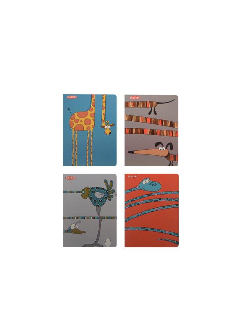 Записная книжка А6 40л кл. "Длинношеее" карт.обл., мат.лам., выб.лак, блок офсет, сшивка, ассорти, MARKER ARTE