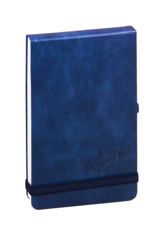 Блокнот 130*200 96л лин. "Reporter" темно-син.иск.кожа, резинка, петля для ручки, инд.уп.
