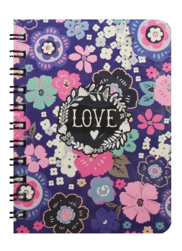 Записная книжка А7 80л кл. "Flower love blue" спираль, Kairui