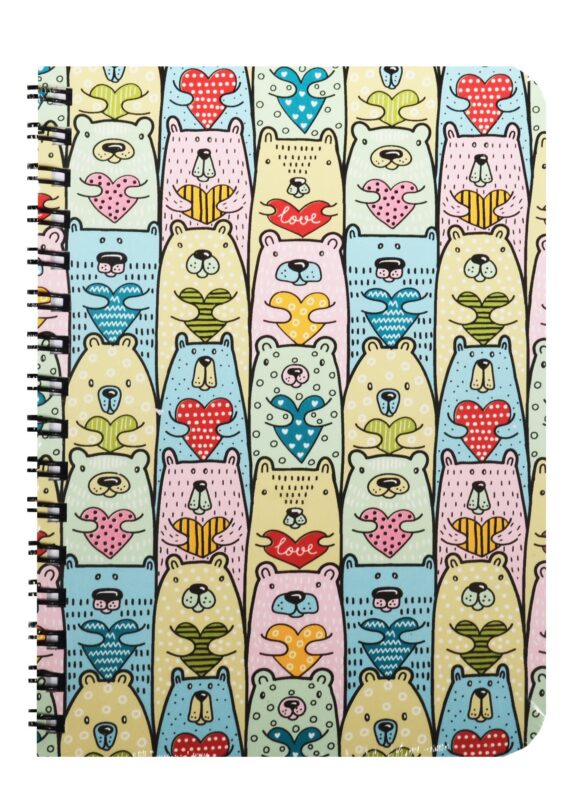 Записная книжка А6 80л кл. "Мишки с сердцем" спираль, Kairui